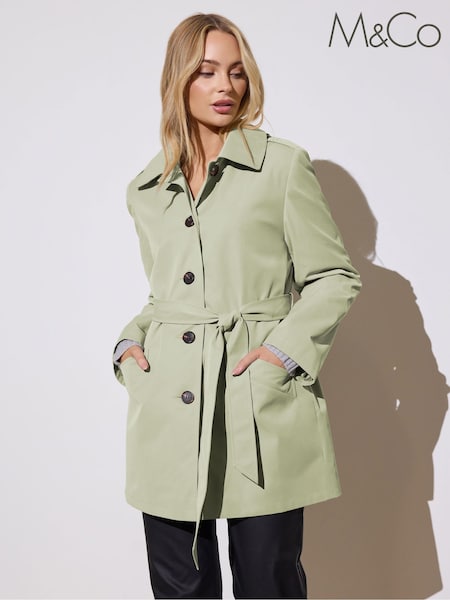 M&Co Green Short Belted Jacket (G70430) | £70