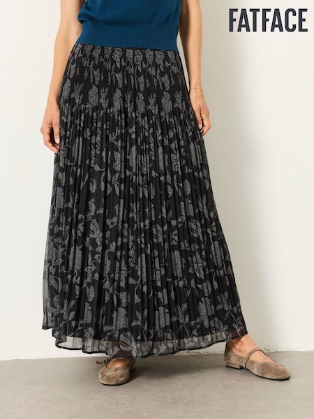 Black Dot Floral - Fatface Maxi Skirt