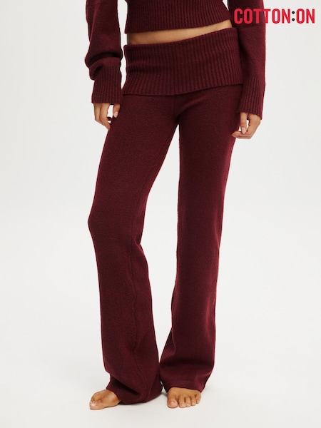 Cotton On Brown Roll Waist Fluffy Knit Trousers (G71082) | £25