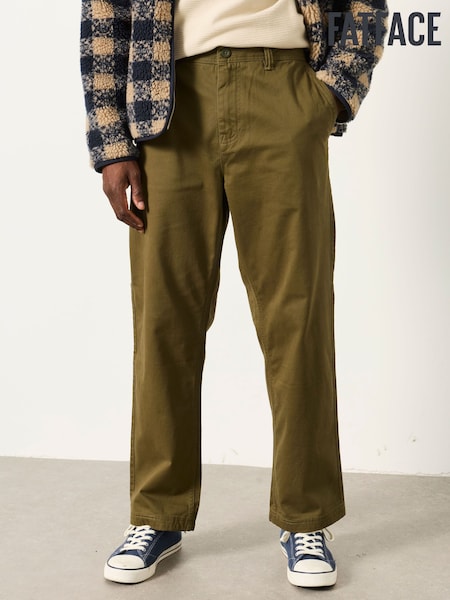 Khaki Green - Regular Fatface Relaxed Fit Chinos