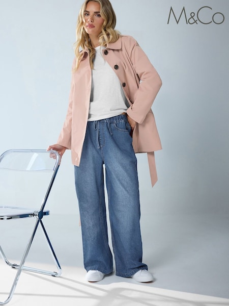 M&Co Pink Petite Short Belted Mac Jacket (G71295) | £70