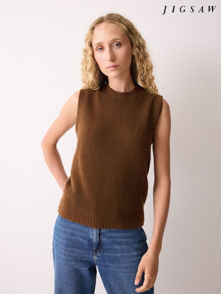 Jigsaw Brown Cloud Cashmere Crew Tank (G71507) | £129