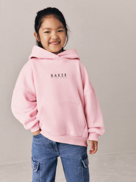 Pink - Baker By Ted Baker Oversized Graphic Hoodie