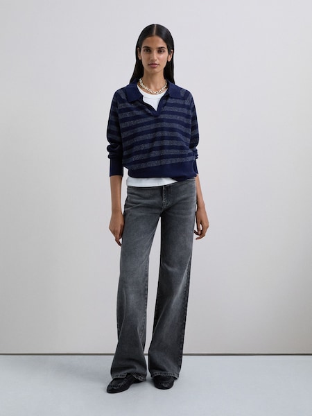 Scalpers Blue Polo Lurex Jumper (G71589) | £80