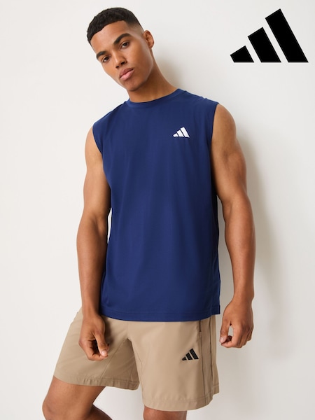 Blue - Regular Adidas Short Sleeve Training Vest