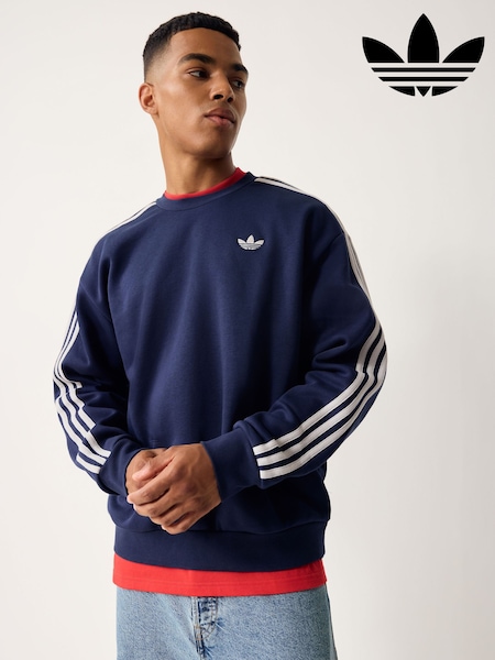 Blue - Regular Adidas Originals 3s Crew Neck Sweat Top