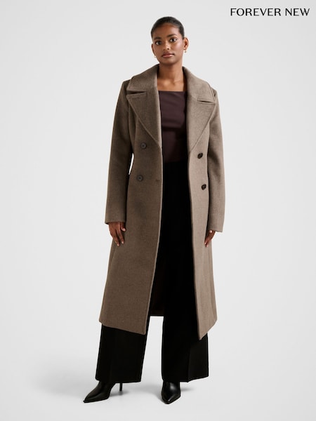 Forever New Brown Blake Petite Double Breasted Coat (G71781) | £150