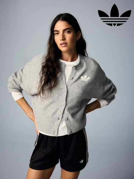 Grey - Adidas Originals Essential Knit Cardigan