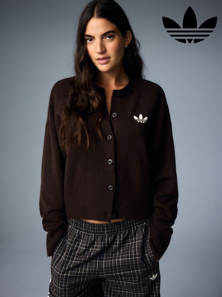 Dark Brown - Adidas Originals Essential Knit Cardigan