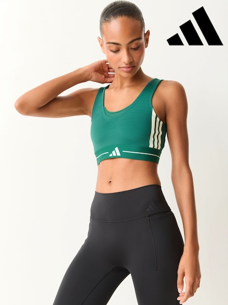 Dark Green - Adidas Hyperglam Training Bra