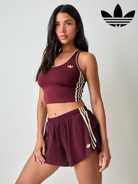 Maroon Red - Adidas Originals Sports Ruffle Training Shorts