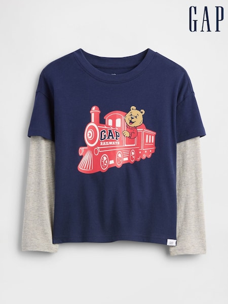 Gap Navy Relaxed Graphic T-Shirt (6mths-5yrs) (G72315) | £14