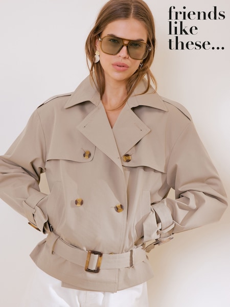 Olive Green - Friends Like These Short Belted Trench Coat