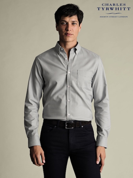 Charles Tyrwhitt Grey Gingham Twill Slim Fit Shirt (G73333) | £70