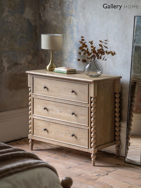 Gallery Home Natural Alston 3 Drawer Oak Chest (G73552) | £960