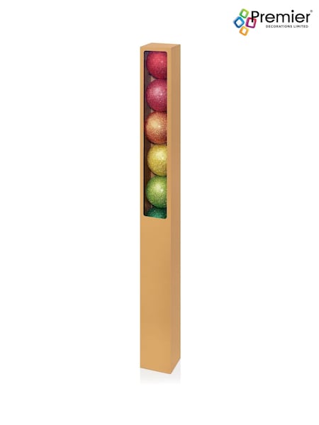 Premier Decorations Ltd 10x80mm Rainbow Shatterproof with Glitter Baubles (G73604) | £14