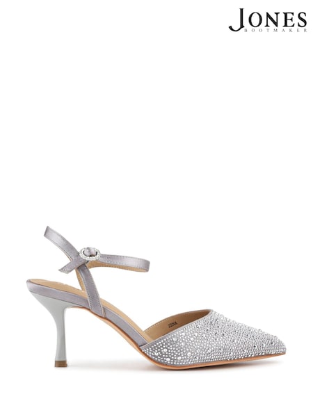 Jones Bootmaker Silver Zena Leather Heeled Court Shoes (G73663) | £99