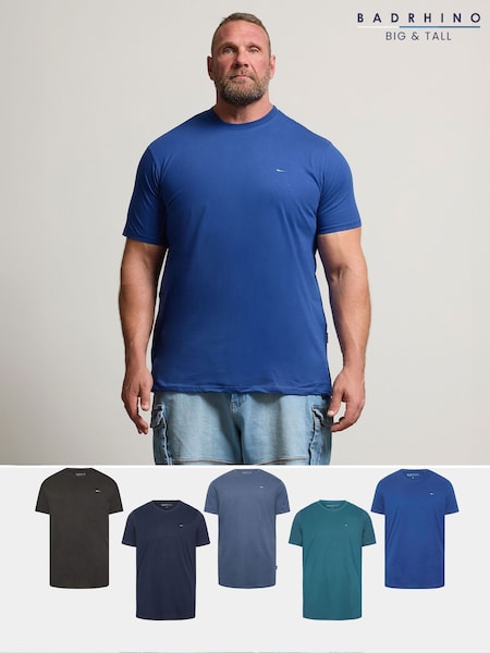BadRhino Big & Tall Black Core T-Shirts 5 Pack (G73845) | £45