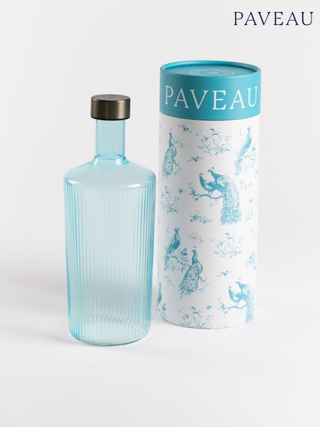 Paveau Light Blue Cable Ribbed Glass Water Bottle (G73874) | £79