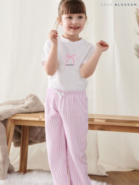 Personalised Bow Children's Pyjamas by Koko Blossom (G74131) | £28