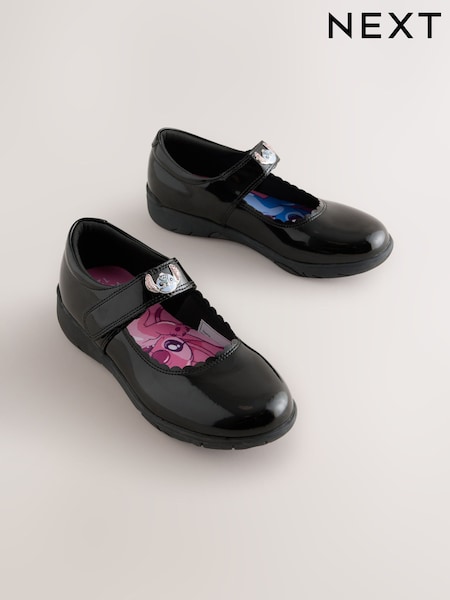 Black - Lilo & Stitch Mary Jane Patent School Shoes