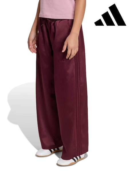 Burgundy Red - Adidas Satin Wide Leg Joggers