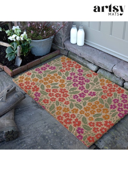 Artsy Mats Brown Floral Pattern Doormat (G74518) | £40
