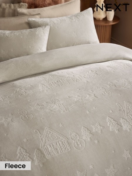 Gingerbread House Christmas Fleece Duvet Cover And Pillowcase Set