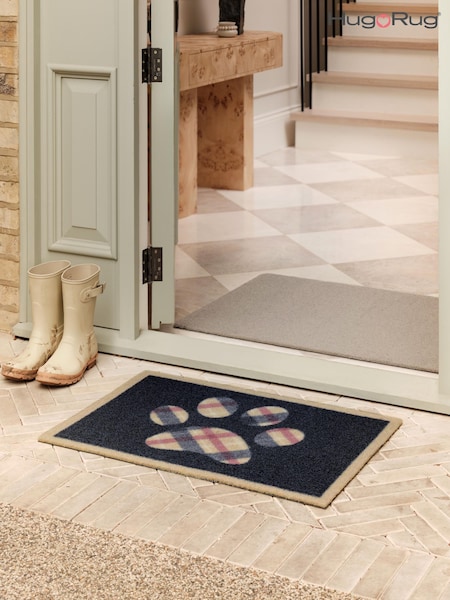 Hug Rug Navy Outdoor Tartan Paw Mat (G74824) | £40 - £55