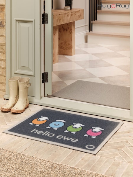 Hug Rug Navy Outdoor Hello Ewe Mat (G74826) | £40 - £55