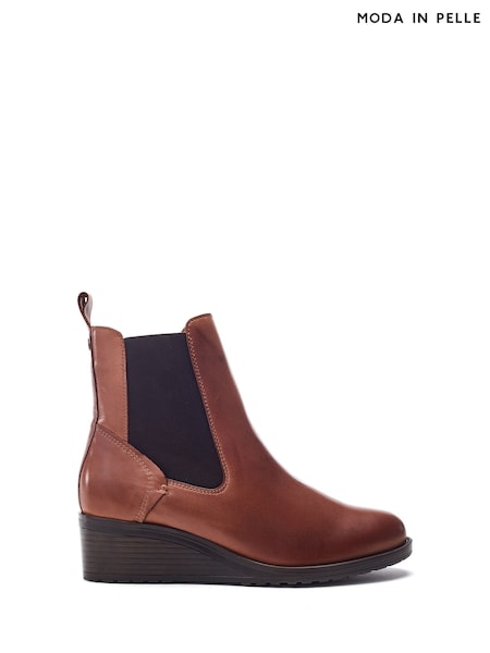 Moda in Pelle Brown Bezzie Wedge Short Wedge Boots (G75183) | £149