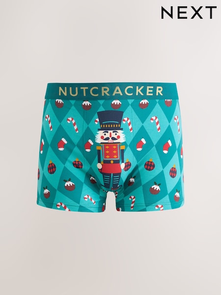 Green Nutcracker - Regular Novelty Christmas Cotton Rich Boxers