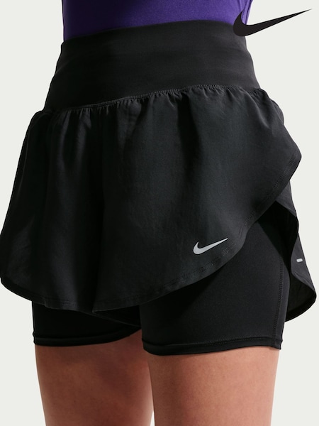 Black - Nike Tempo Flow Dri-fit High-waisted 2-in-1 Running Shorts