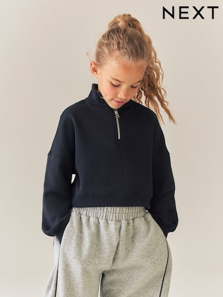 Black - Quarter Zip Sweatshirt (3-16yrs)