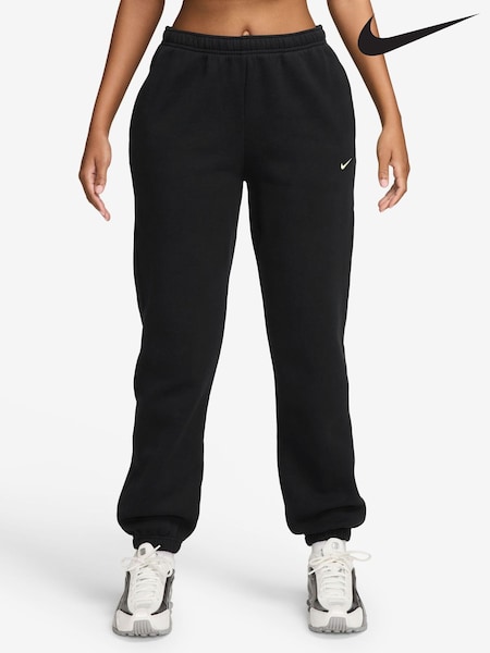 Black - Nike Studio Fleece Mid Rise Cuffed Joggers