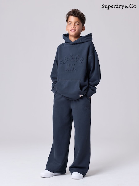 Navy - Superdry Embossed Hoodie And Joggers Set