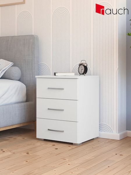 Rauch Alpine white Cameron 3 Drawer Bedside Table (G76640) | £180