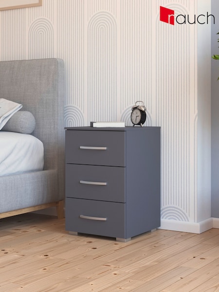 Rauch Metallic grey Cameron 3 Drawer Bedside Table (G76641) | £180