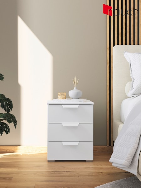Rauch Alpine white Fosta 3 Drawer Bedside Table (G76647) | £190