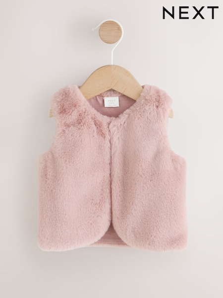 Pink - Faux Fur Baby Gilet (0mths-3yrs)