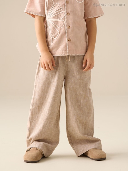 Angel & Rocket Cream Edison Cotton Flax Relaxed Fit Trousers (G76942) | £24 - £28