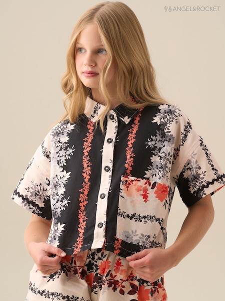 Angel & Rocket Cream Brooke Print Linen Shirt (G76949) | £22 - £29