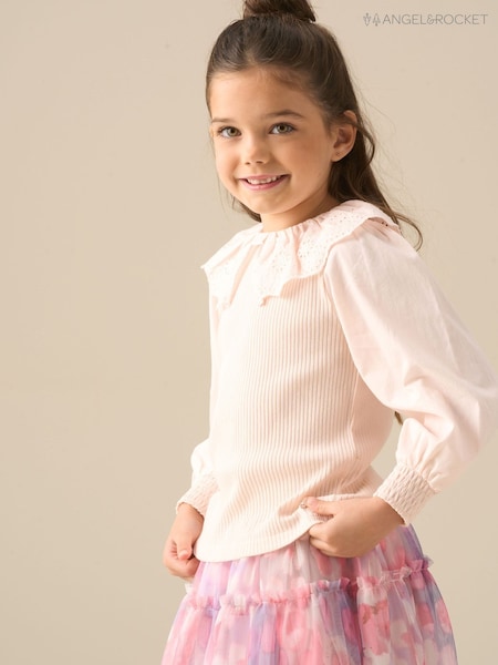 Angel & Rocket Pink Elise Bow Collar Long Sleeve Blouse (G76953) | £16 - £20