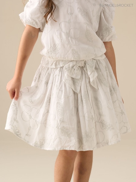 Angel & Rocket White Dalhia Floral Embroidered Skirt (G76963) | £28 - £35