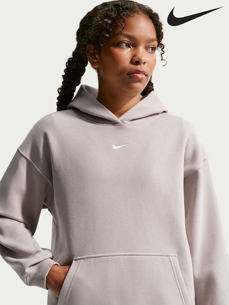 Particle Grey - Nike Studio Fleece Oversized Overhead Hoodie