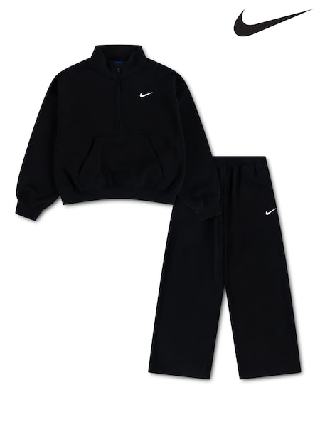 Black - Nike Standard Fleece 1/4 Zip Tracksuit