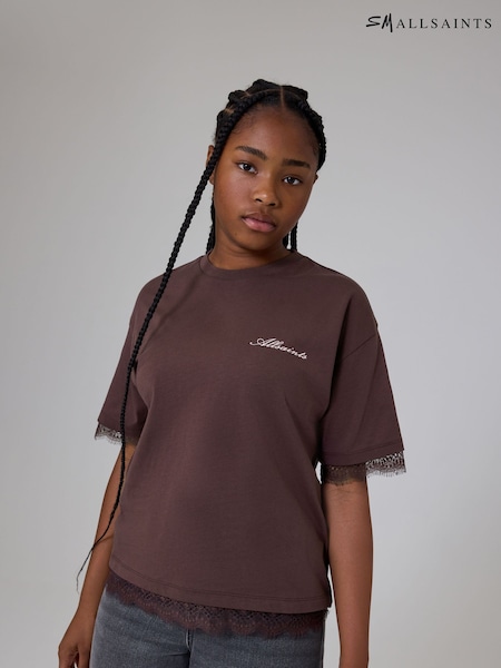 Brown - Smallsaints Lace Trim T-shirt
