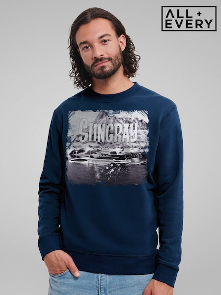 All + Every Blue Retro Stingray Submarine Vintage Photo Sweatshirt (G77599) | £39