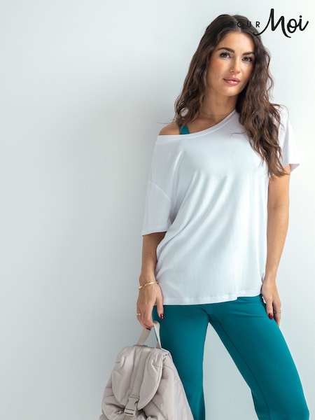 Pour Moi White The Off Duty Short Sleeve Yoga Top (G78314) | £30