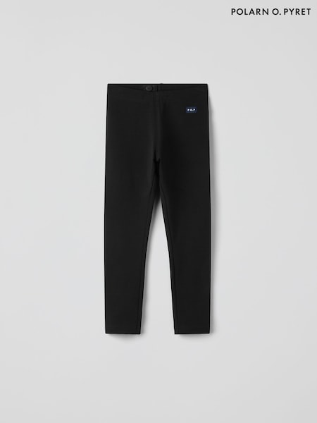Polarn O. Pyret Black Cotton Plain Leggings (G78580) | £16